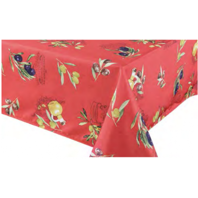 Nappe carrée polyester olives rouge