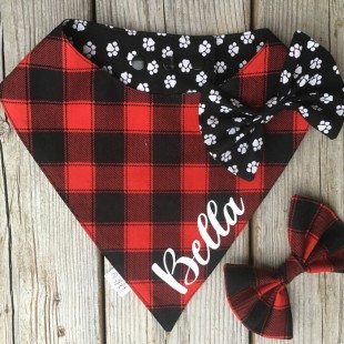 Foulard réversible avec boucle pour chien