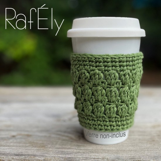 Manchon pour verre/tasse - couleur vert sauge