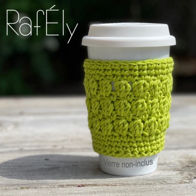 Manchon pour verre/tasse - couleur vert sauge