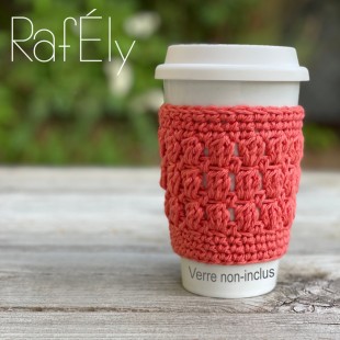 Manchon pour verre/tasse - couleur corail