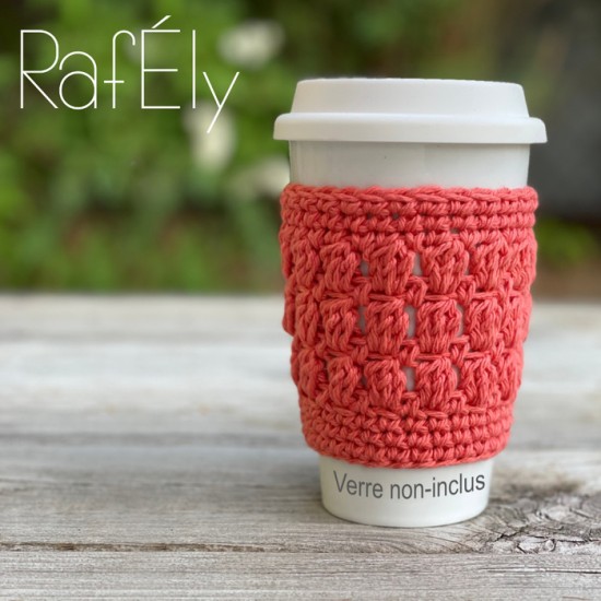 Manchon pour verre/tasse - couleur corail