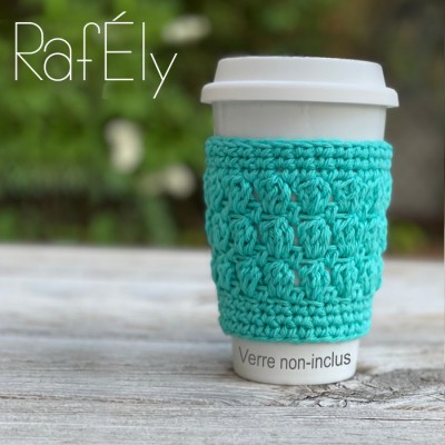 Manchon pour verre/tasse - couleur turquoise