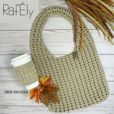 PROMO - Sac filet et Manchon pour verre/tasse - couleur gris