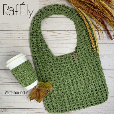 PROMO - Sac filet et Manchon pour verre/tasse - couleur gris