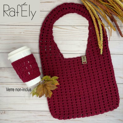 PROMO - Sac filet et Manchon pour verre/tasse - couleur gris