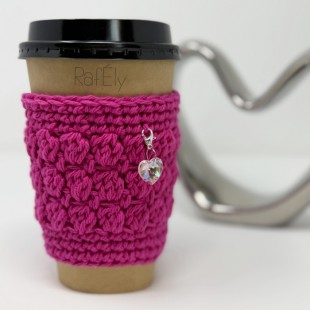 Manchon pour verre/tasse - couleur rose fishia