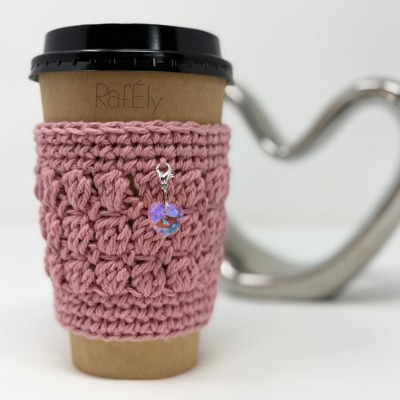 Manchon pour verre/tasse - couleur rose fishia