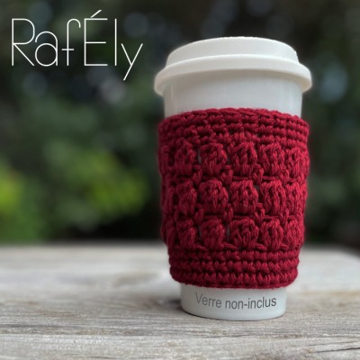 Manchon pour verre/tasse - couleur rose fishia