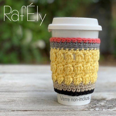 Manchon pour verre/tasse - couleur rose fishia