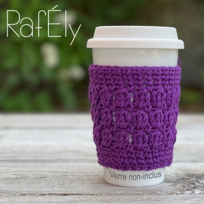 Manchon pour verre/tasse - couleur rose fishia