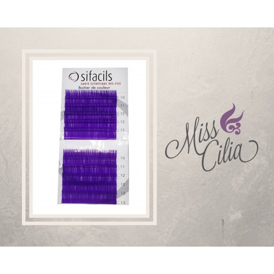 Boitier de cils MIXTE -SIFACILS-de couleur MAUVE  12 lisières 