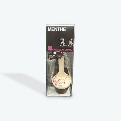 Cuillère de chocolat chaud menthe