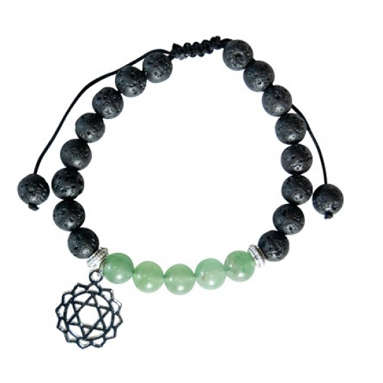 BRACELET LAVA CHAKRA - AVENTURINE AVEC BRELOQUE COEUR
