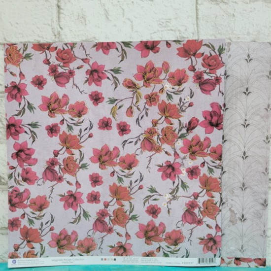 Prima - Papier 12'' x 12'' - Magnolia rouge - Pretty tiles