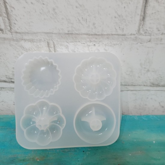 Moule de silicone - 4 mini macaron avec centre