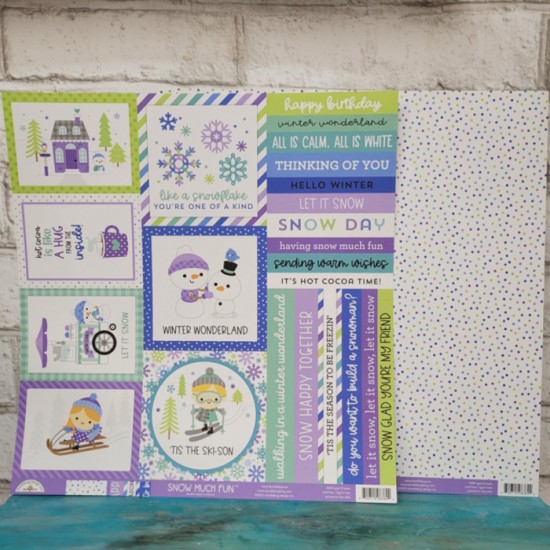 Doodlebug  Papier 12'' x 12'' Snow much fun  - Spot Of Snow