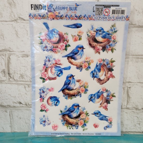 3D push out - Happy blue birds