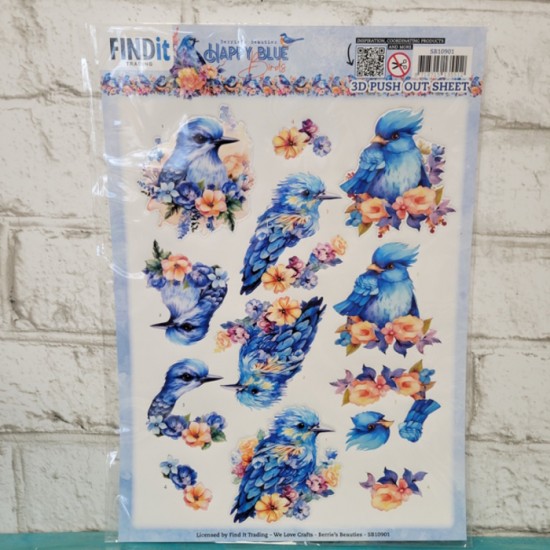 3D push out - Happy blue birds