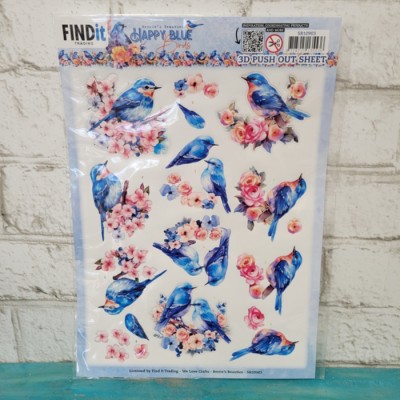 3D push out - Happy blue birds