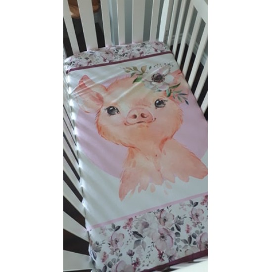 Couverture de lit pour bébé | Cochon fleuris