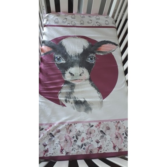 Couverture de lit pour bébé |Vache teinte de rose