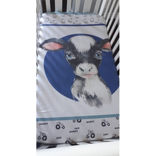 Couverture de lit pour bébé |Vache teinte de bleu