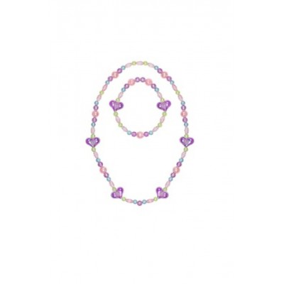 BRACELET ET COLLIER COEUR LILAS