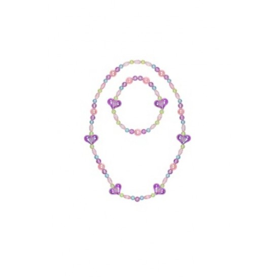 BRACELET ET COLLIER COEUR LILAS