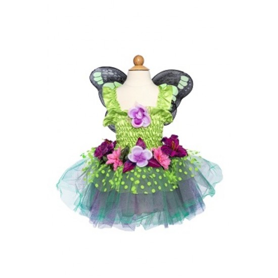 ROBE VERTE AVEC FLEURS ET AILES 5-6