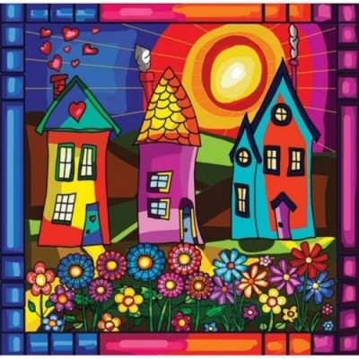 TOILE DIAMANTS CARRES / MAISONS