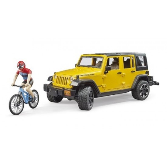 JEEP JAUNE AVEC VELO BLEU
