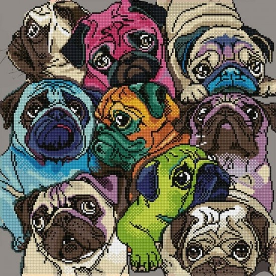 TOILE DIAMANT / UN MONDE DE PUGS
