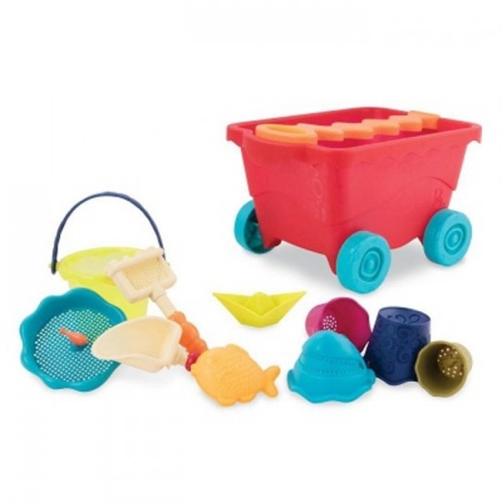 CHARIOT AVEC ACCESSOIRES DE PLAGE ROUGE