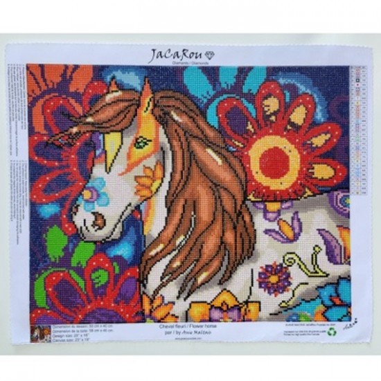 TOILE DIAMANT / CHEVAL FLEURI