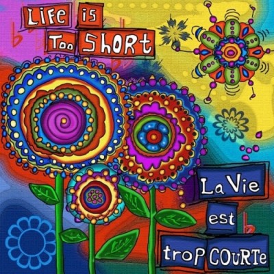TOILE DIAMANTS CARRES /LA VIE EST TRES COURTE