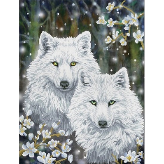 TOILE DIAMANT / LOUP EN HIVER