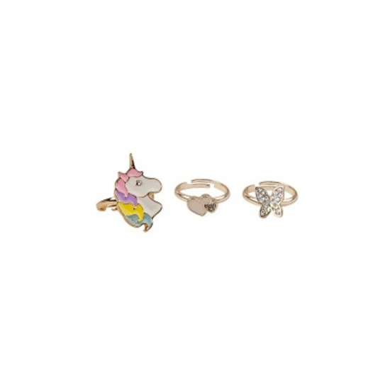 ENSEMBLE BAGUES LICORNE PAPILLON