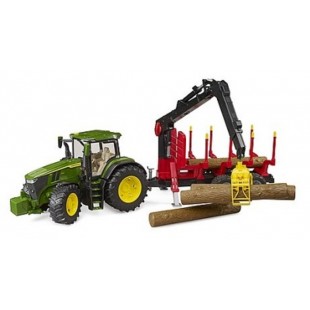 TRACTEUR JOHN DEERE AVEC TRAILER A BOIS