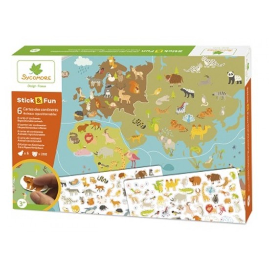 CARTES DU MONDE - ANIMAUX REPOSITIONNABLES