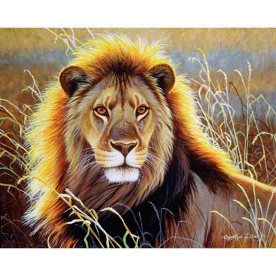 PEINTURE# / LION DANS LA SAVANE