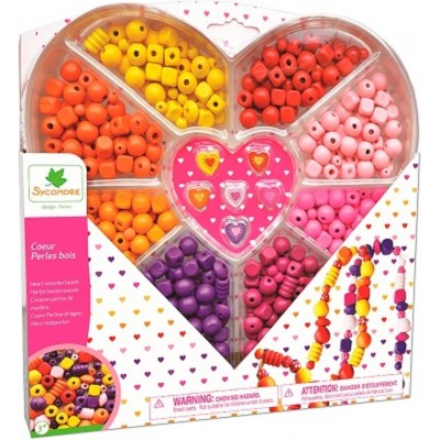 COFFRET PERLES DE BOIS COEUR