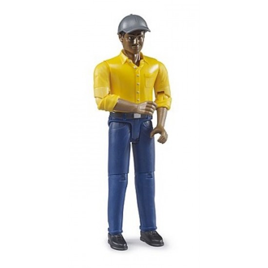 HOMME JEAN BLEU AVEC CHAPEAU