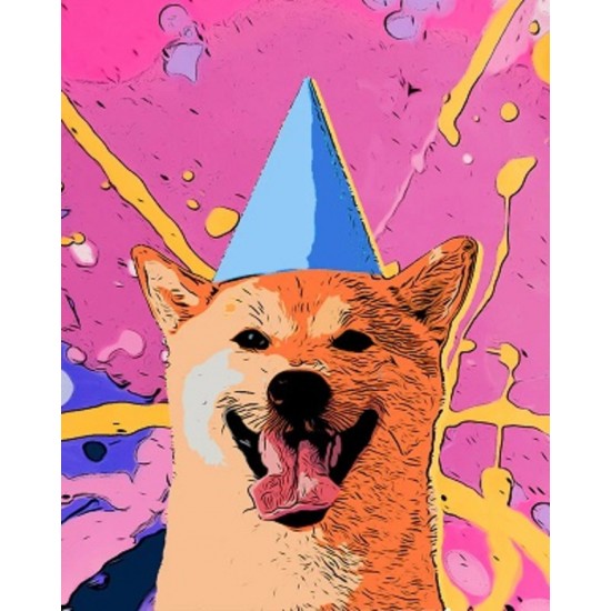 PEINTURE # / CHIEN SOURIANT POP (CADRE)