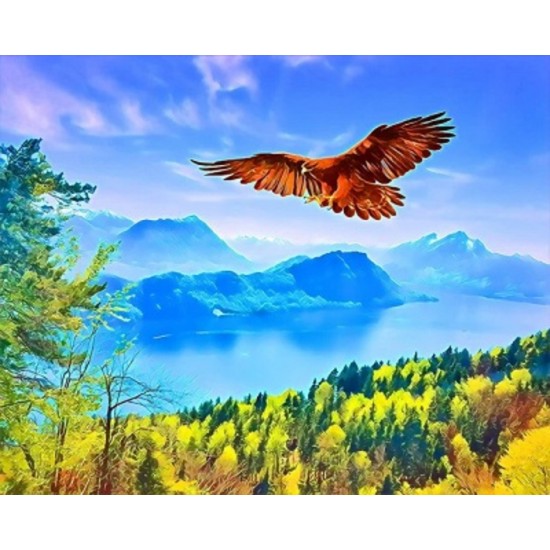 PEINTURE # / AIGLE ET PAYSAGE DE SUISSE