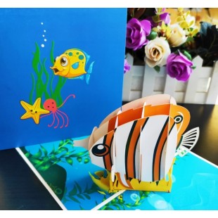 Carte de vœux - POISSON - POP UP 3D
