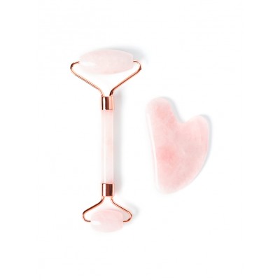 Rouleau Facial & Pierre Gua Sha - Quartz Rose