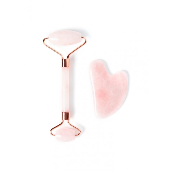 Rouleau Facial & Pierre Gua Sha - Quartz Rose