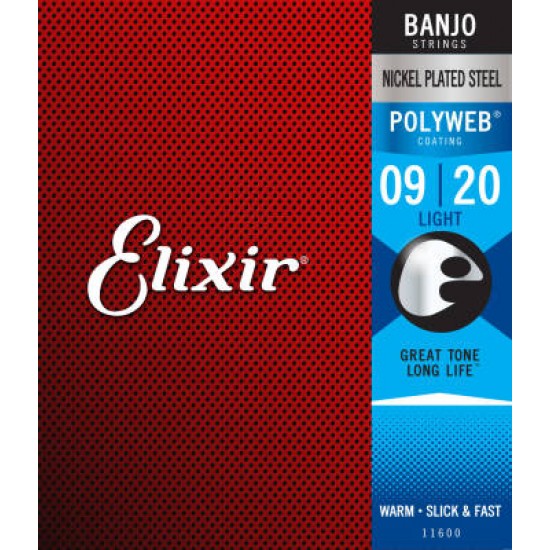 Elixir Strings Cordes pour banjo avec revêtement POLYWEB, léger