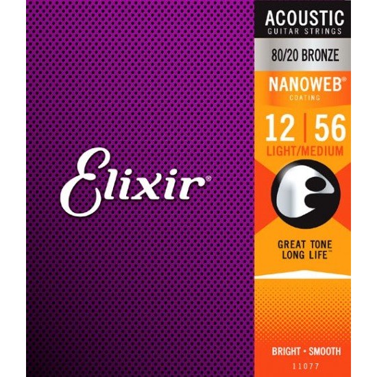 Cordes acoustiques légères/moyennes Nano Web 12-56 ELIXIR